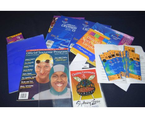 Various ephemera from the sydney Olympic games 2000 to include, Closing Ceremony ticket x 1; Closing Ceremony Programme, Clos