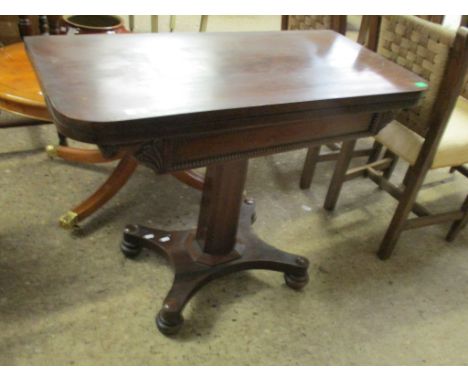 William IV period Card Table, with fold-top over beaded frieze, width 92cm