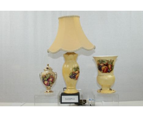 Selection of Aynsley Orchard Gold items - including vases, table lamp, dish, etc (12 pieces)