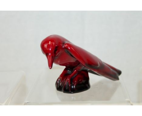 Royal Doulton flambé bird - possibly a Rook or a Crow   CONDITION REPORT  Small patch of wear to glaze on underside of tail f