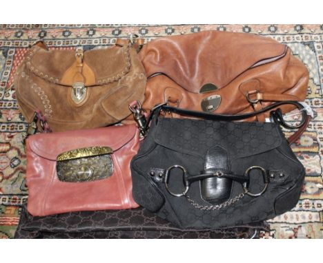 Gucci black GG monogram horse bit handbag with soft dust bag plus three vintage Prada handbags (4)    CONDITION REPORT  All b