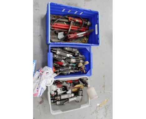 Three boxes of air tools - including air saw, sander, spray gun