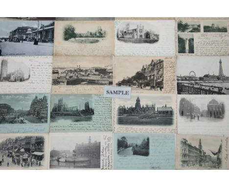 Postcards of Yorkshire and Lancashire - good selection of early undivided backs, black and white and coloured vignettes, Live