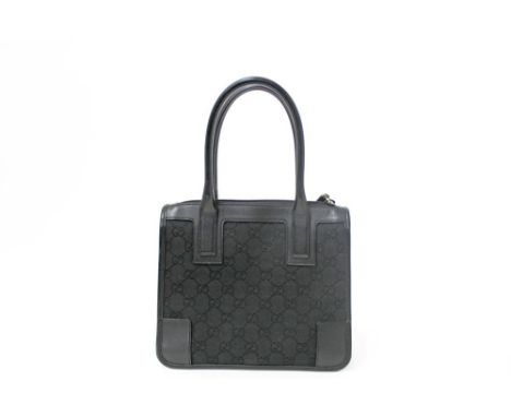 Gucci Signature canvas handbag , black square satchel-style - Gucci dust bag included and Gucci paper carrier bag   CONDITION