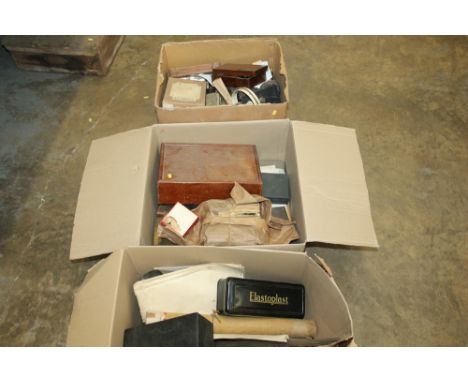 Three boxes containing a large quantity of medical and other scientific related instruments and other items