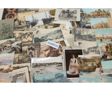 Postcards - loose accumulation in box - includes real photograph social history Miss M. G. Mills Bootle May Queen 1926, group