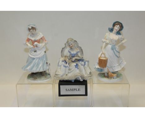 Four Royal Worcester limited edition figures, Rosie picking apples, a Farmers Wife, The Milkmaid and the Shepherdess, plus on