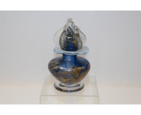 French art glass scent flask with stopper, signed on base, 16cm high   CONDITION REPORT  Good overall condition