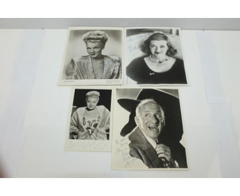 Autographed photographs - black and white portrait photograph hand-signed Bette Davis, Jimmy Durante, Jayne Manners and Sophi