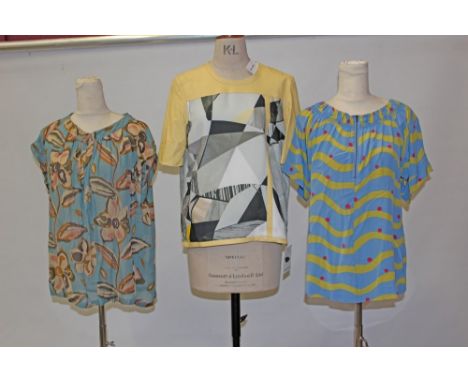 Stella McCartney light brown wool top, size 44, 'See by' Chloé silk print top, size UK10, another Chloé top, size 40, Helmut 