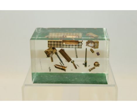 1970s / 1980s exploded Dunhill lighter in a perspex block