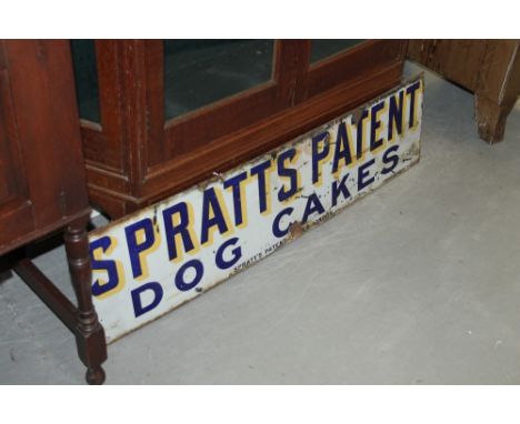 Spratts Patent Dog Cakes enamel advertising sign, 122cm overall length