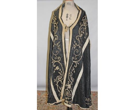 Collection of vintage Italian ecclesiastical garments, chasubles, stoles, manipules and cape, silk brocade with embroidery an