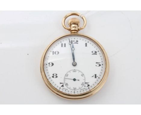 Gentlemen's gold (9ct) open faced pocket watch with Swiss fifteen jewel button-wind movement in a Dennison gold case (Birming