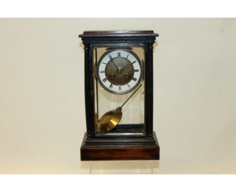 Victorian four-glass mantel clock with French eight day movement, no. BR 1778, striking on a bell, brass dial with matted cen