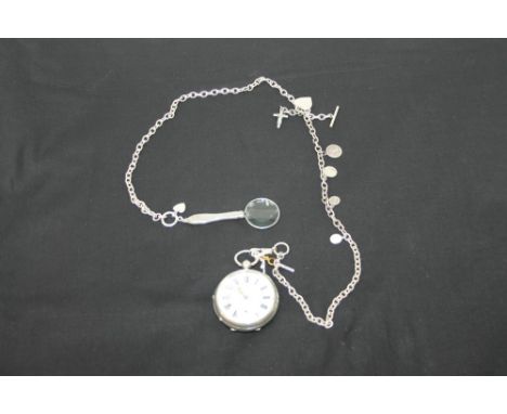 Large late Victorian silver keywind pocket watch, the dial signed - 'Poole Middlesbro', with key (hallmarked Birmingham 1900)