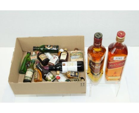 Johnnie Walker Red Label Blended Scotch Whisky (70cl), Grants Blended Scotch Whisky (50cl) and a selection of miniatures 