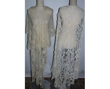 1920s vintage wax wedding headdress with a tape lace wedding veil, 1920s Art Deco beaded skirt - probably detached from dress