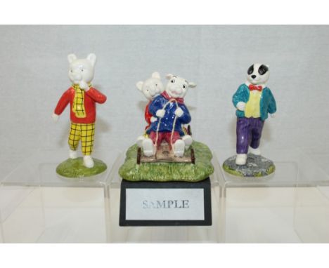 Group of five Beswick limited edition Rupert Bear characters - to include Rupert Bear and Algy Pug Go-Carting, Rupert Bear, P