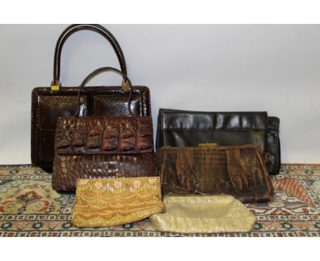 Vintage handbags - including crocodile, snakeskin, leather and beaded (qty)