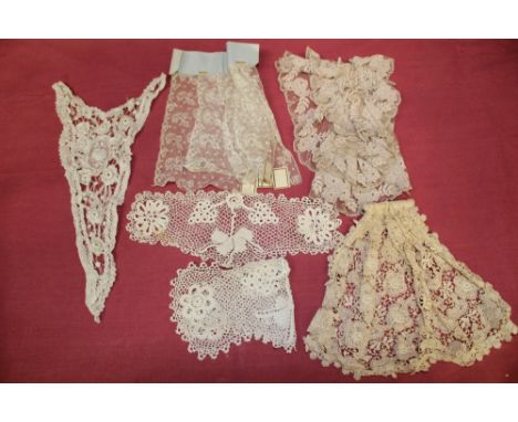 Antique and vintage lace items handmade, plus some machine-made, ten dress fronts / ruffles, nine collars, narrow and wider l