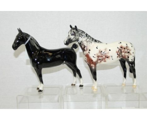 Two Beswick model horses - Black Magic and Appaloosa   CONDITION REPORT  Black Magic has very tiny chip on left ear, otherwis