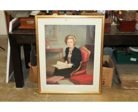 Autograph - Margaret Thatcher signed limited edition colour portrait print, 99cm x 80cm