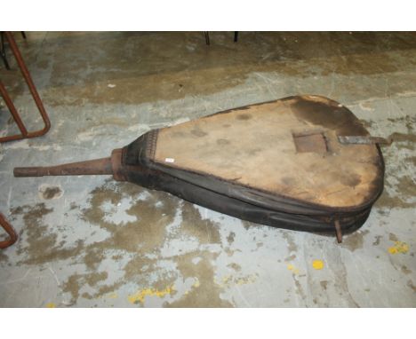 Extremely large pair of blacksmith's bellows, used by Edward 'Ted' Irving the Colchester Garrison Farrier early 1970s - 1990s