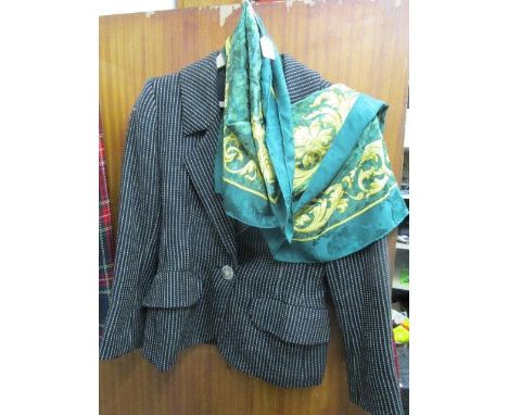 An Yves Saint Laurent Rive Gauche ladies jacket, silver coloured metal button, chest approximately 14" and a Valentino silk s