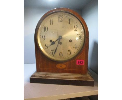 A late Victorian/early Edwardian Sheraton revival bracket clock with silver dial and Westminster chime, A/F, 12 1/2" h 