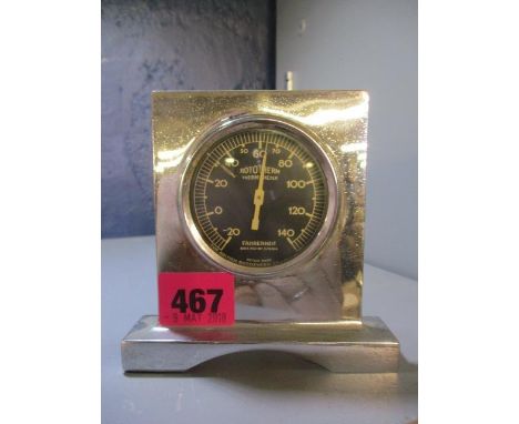 An early 20th century Rototherm desk thermometer in a chrome case, 4 1/4"h 