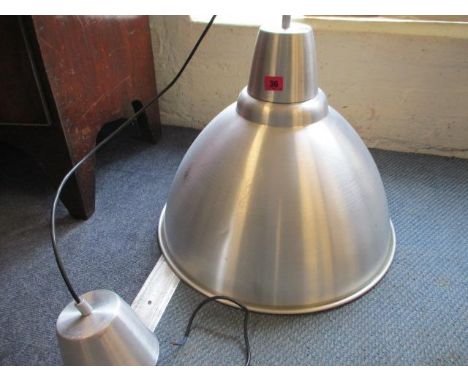 A contemporary, brushed chrome effect ceiling light, 19 1/2" dia 