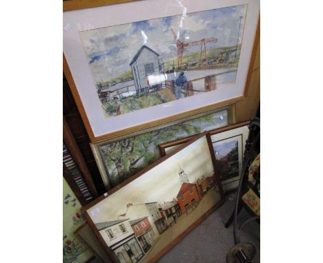 Pictures to include a view of Old Amersham High Street, Harbour Light Entrance to Newhaven, watercolours, other pictures and 