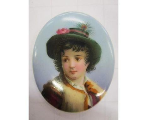 A French 19th century oval portrait plaque, 2 1/2" long 