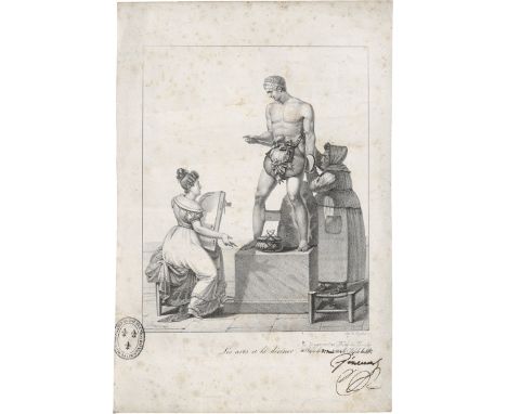 Barincou, A. -- Les arts et la décence. Lithographie. 24,9 x 19,7 cm. IFF 11.Bei der vorliegenden amüsanten Darstellung hande