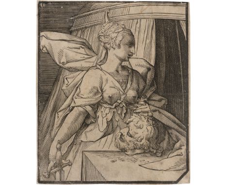 Niederländisch -- um 1600. Judith mit dem Haupt des Holofernes. Holzschnitt. 20,7 xs 17,2 cm. Unbeschrieben.Der anonyme Holzs