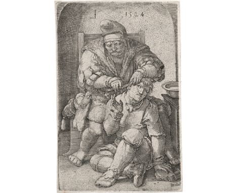 Leyden, Lucas van -- Der Chirurg. Kupferstich. 11,6 x 7,5 cm. 1524. B. 156, Hollstein 156, Filedt Kok (New Hollstein) 156 woh