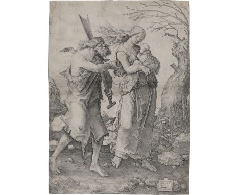 Leyden, Lucas van -- Die Vertreibung aus dem Paradies. Kupferstich. 16,2 x 11,8 cm. 1510. B. 11, Hollstein 11, Filedt Kok (Ne