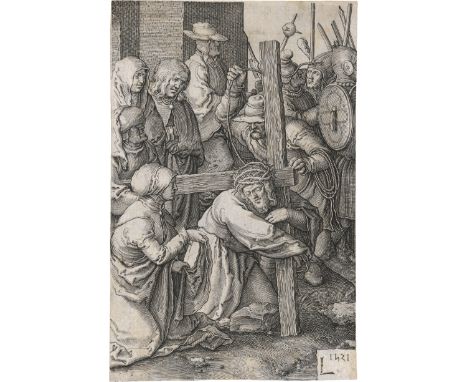 Leyden, Lucas van -- Die Kreuztragung. Kupferstich. 11,5 x 7,5 cm. 1521. B. 51, Hollstein 51, Filedt Kok (New Hollstein) 51 I