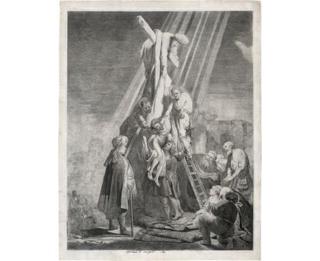 Rembrandt Harmensz. van Rijn -- Die Große Kreuzabnahme (2. Platte). Radierung. 53,5 x 40,7 cm. 1633. B. 81, Seidlitz 81, Whit