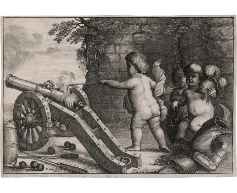 Hollar, Wenzel -- Feuer, Erde und Wasser. 3 (von 4) Kupferstiche nach Peeter van Avont. Je ca. 14,5 x 21 cm. 1647. Parthey 52