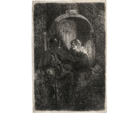 Rembrandt Harmensz. van Rijn -- Der Schulmeister. Radierung. 9,3 x 6,1 cm. 1641. B. 128, White/Boon (Hollstein) 128, Nowell-U