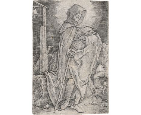 Leyden, Lucas van -- Der hl. Antonius. Kupferstich. 11,3 x 7,6 cm. Um 1521. B. 116, Hollstein 116, Filedt Kok (New Hollstein)