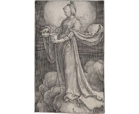 Leyden, Lucas van -- Die hl. Magdalena in den Wolken. Kupferstich. 11,9 x 7,6 cm. 1518. B. 124, Hollstein 124 II, Filedt Kok 