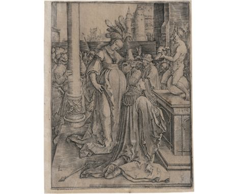 Leyden, Lucas van -- Salomons Götzendienst. Kupferstich. 17,2 x 13,2 cm. 1514. B. 30, Hollstein 30, Filedt Kok (New Hollstein