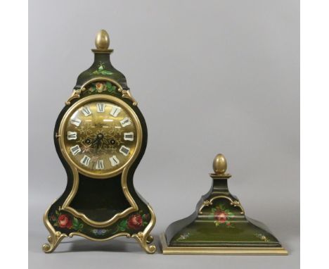 An eight day bracket clock and bracket in the French style chiming half hourly on two bells.