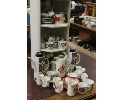 A good collection of 1960-70s Midwinter and J G Meakin tea and coffee wares with various stylized designs.