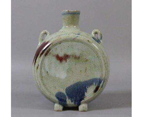 A Keith Smith art pottery pilgrim flask with Sung style glaze.