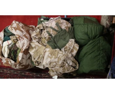 A collection of British Army equipment mostly clothing, etc.