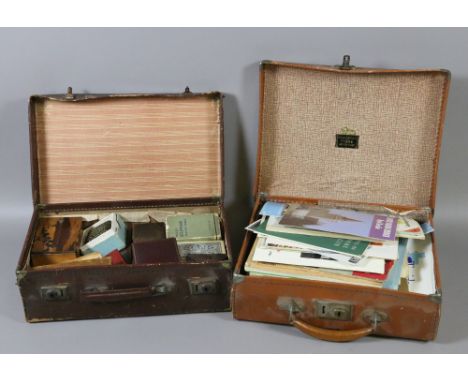 Two small cases of collectables to include various ephemera and playing cards along with a cut throat razor, snuff box and ci